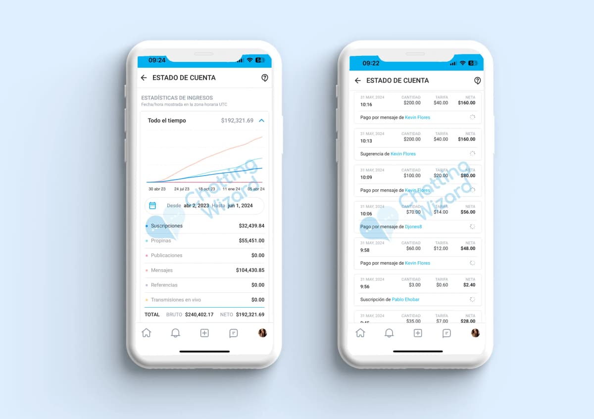 OnlyFans earnings dashboard on mobile devices